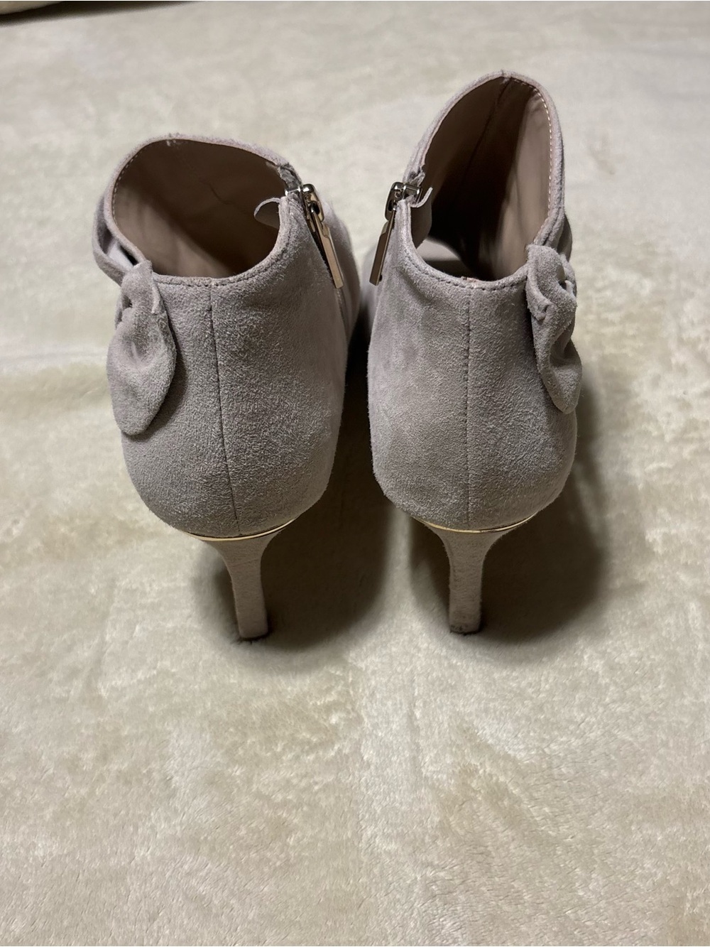 White House Black Market Taupe Suede Peep-Toe Slouch Booties - Picture 4 of 6